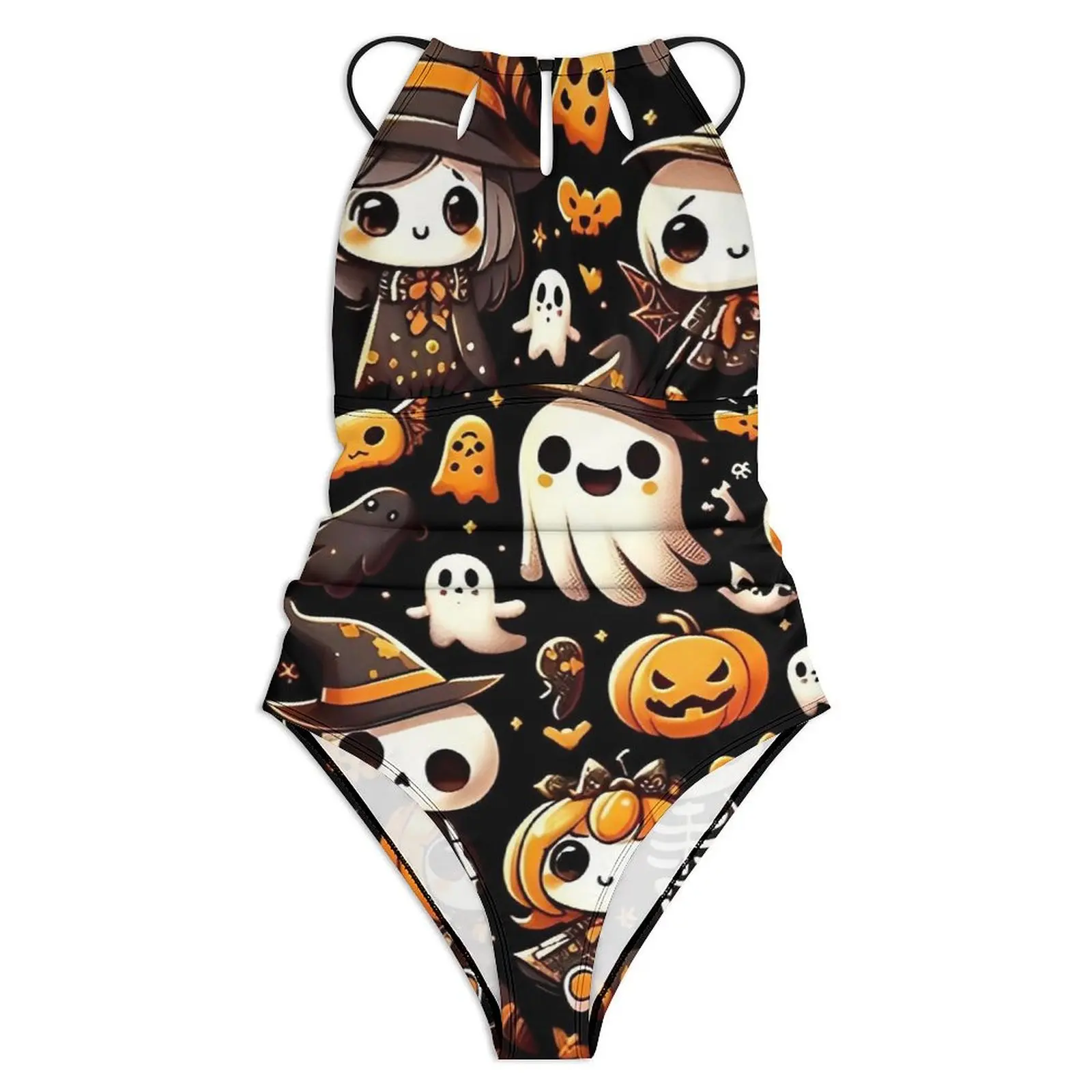 Halloween Cute Spooky Swimsuit Sexy  One Piece Swimwear Push Up Swimsuits Classic Surfing Beachwear