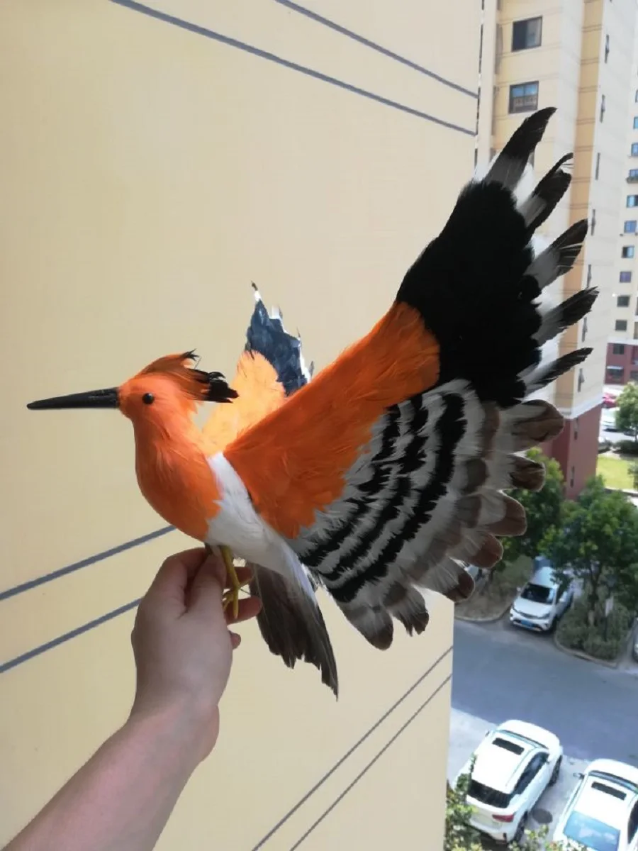 Prawdziwe ptaki kolorowe pióra Hoopoe model ptaka skrzydła hoopoe dekoracja ogrodowa rekwizyt zabawka prezent 35x55cmh1484