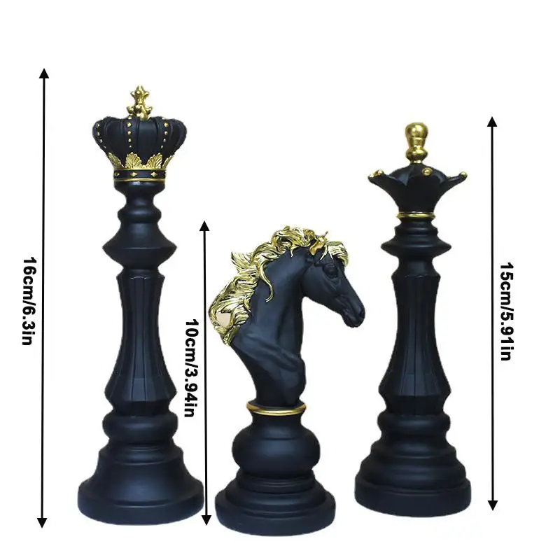 Classic Chess Piece Decoration Accessories Resin King Queen Knight Crafts Desktop Study Living Room Ornament Chessman view 6