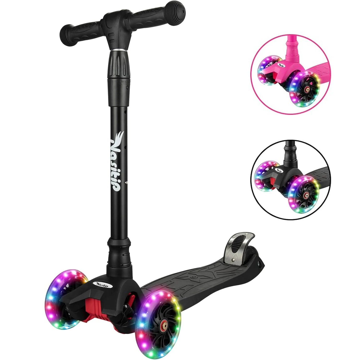 سكوتر للأطفال ذو 3 عجلات، سكوتر للأطفال الصغار مع مقود قابل للتعديل، عجلات وامضة LED فرامل القدم الخلفية للأعمار من 3 سنوات فما فوق #1