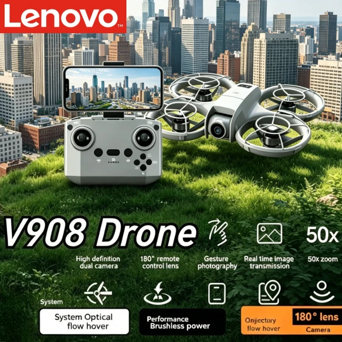 

Lenovo V908 Professional FPV Drone Smart Display Remote Optical Flow Hover HD Aerial Photography Quadcopter