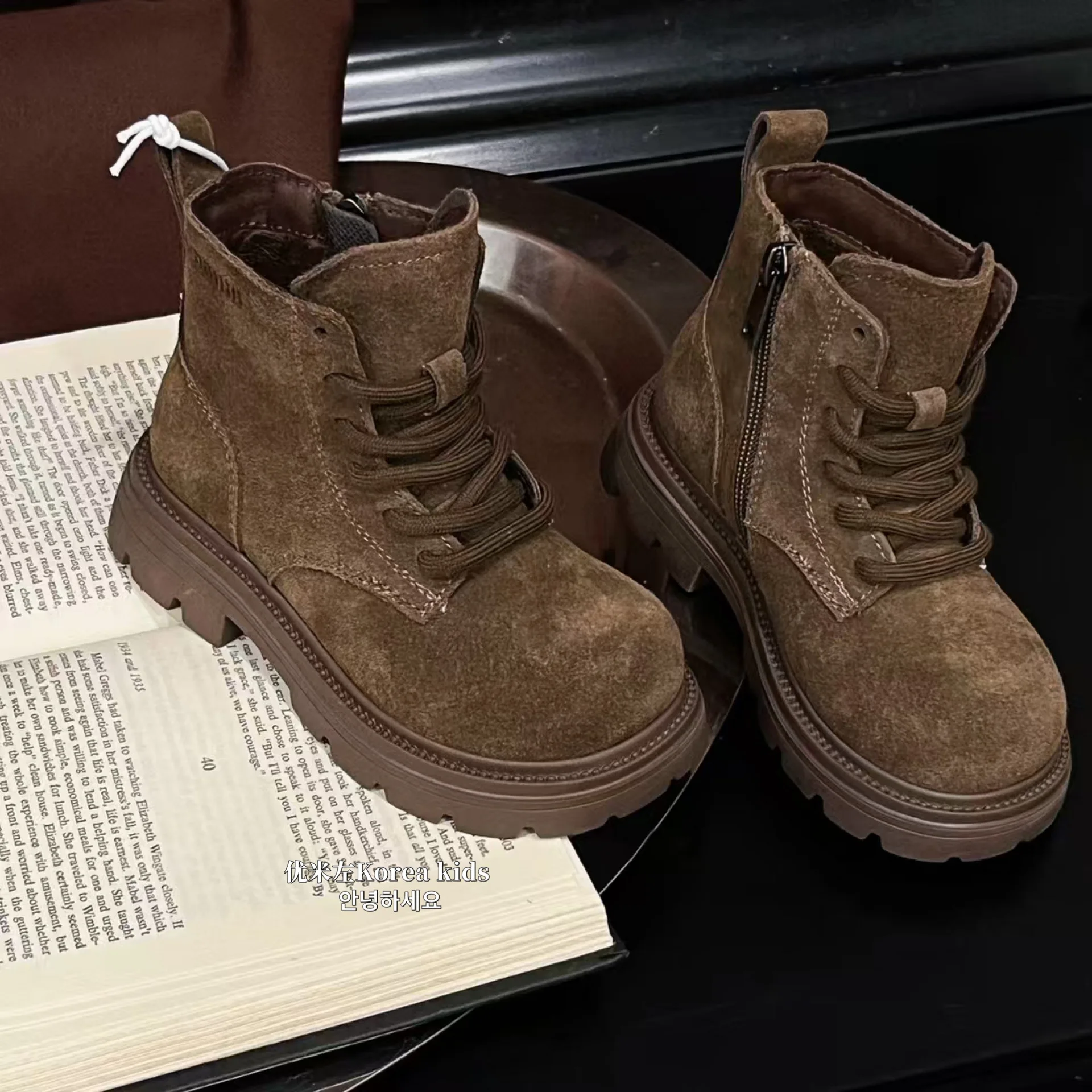 Children British Style High-top Boots Kids Handsome Single Leather Boots Boys Autumn Short Boots