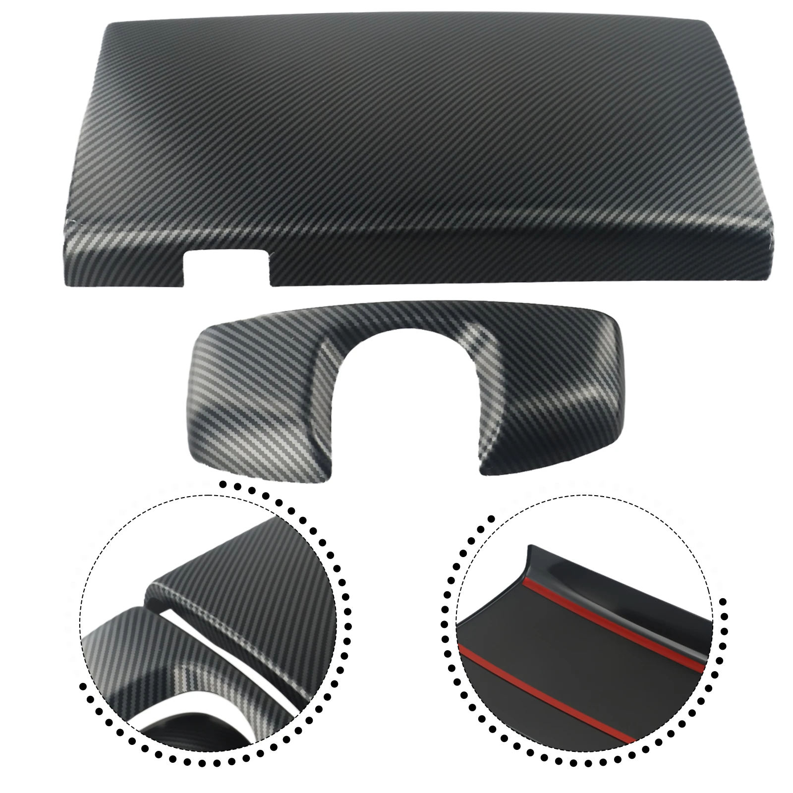 

For Mercedes S Class W221 2008 2012 3Pcs Carbon Fiber Armrest Box Trim Covers Made of ABS for Interior Styling
