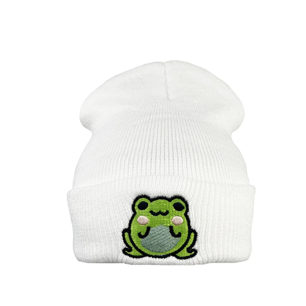 1pcs Frog Hat Unisex Winter Autumn Warm Women Knitted Cap For Men Fashion Funny Cartoon Beanie Hat With Embroidery Ski Caps Blac