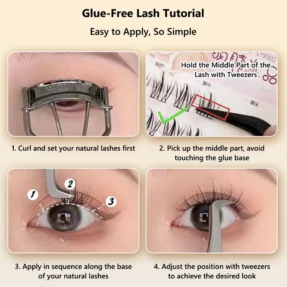 Wispy لا الغراء اللازمة الجنية لاش مجموعات نظرة طبيعية الثعلب العين لتقوم بها بنفسك رمش ملحقات قابلة لإعادة الاستخدام مانغا الرموش الفردية