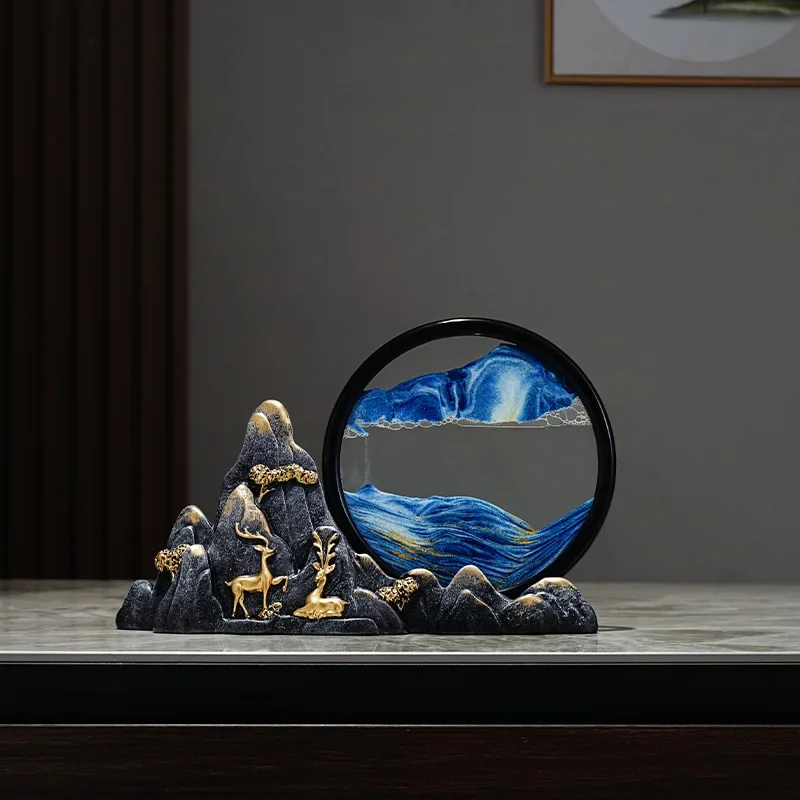 

Quicksand Painting Creative Hourglass New Chinese Light Luxury Decoration TV Cabinet Living Room Wine Cabinet Decoration