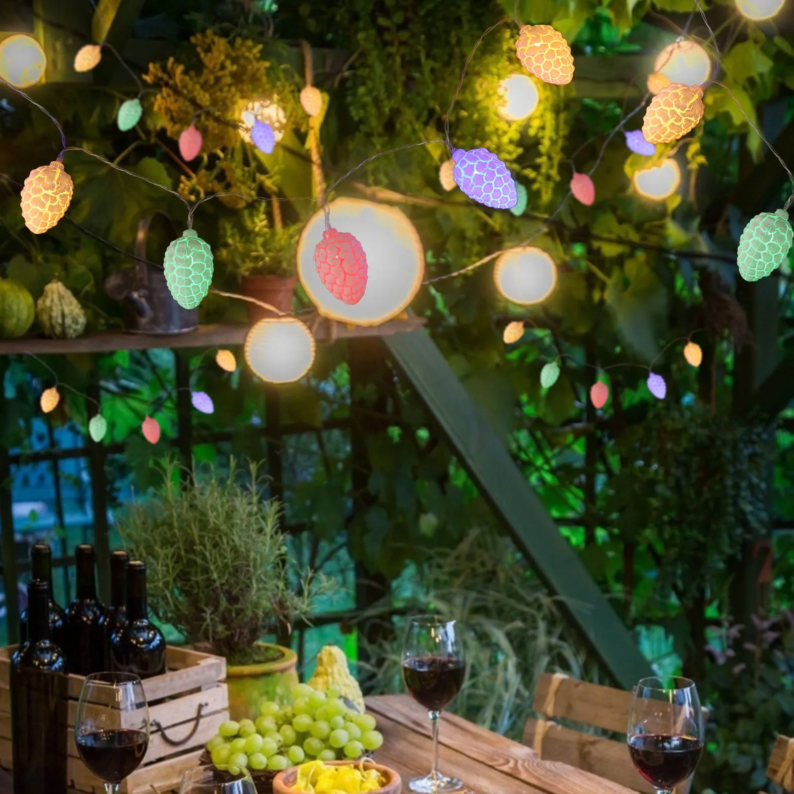 

1Set LED String Light Pine Cones Stylish Outdoor Pathway Decor Durable Easy Installation LED String Light Party Atmosphere Lamp