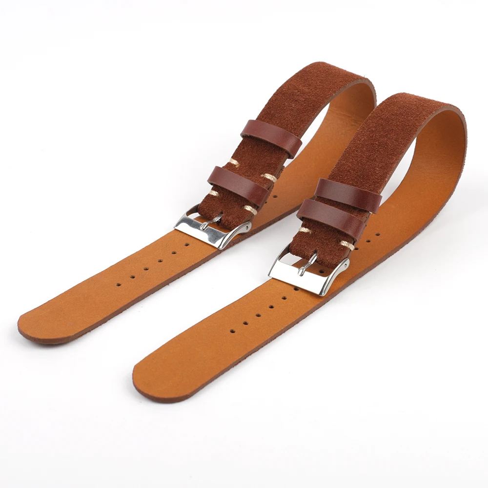 

Vintage Soft Suede Genuine Leather Watchband 18mm 20mm 22m Brown Long Watch Strap Replacement Watch Accessories for Men