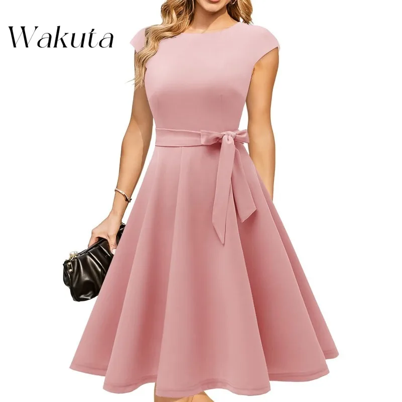 Wakuta Vintage Women Cocktail Robe Elegant Formal Wedding Guest Dresses Christmas Party Vestidos De Fiesta Коктейльные Платья