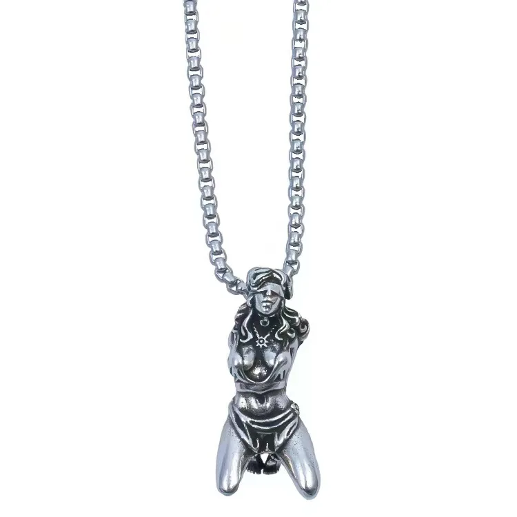 Kongshan Foundation Mechanical Beauty Pendant Necklace Gothic Punk Cool Sexy Long Chain Necklace Charm Jewelry Gifts