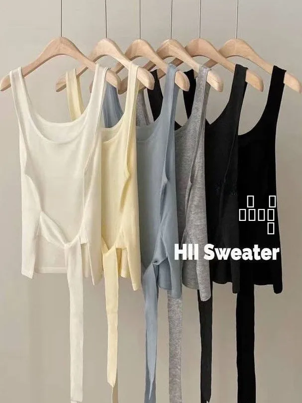 Nette Mädchen Reine Farbe Sommer Herbst Neue Koreanische Version Ins Design Gefühl Krawatte Taille Svel Weste Frauen Hot Girl Slim Fit Top