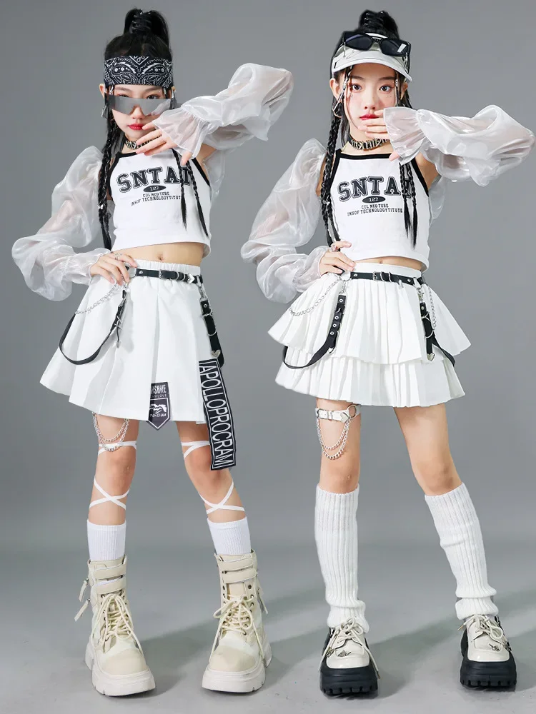 Neues, stylisches Street-Jazz-Tanzset für Mädchen, bestehend aus zwei Teilen, ideal für Auftritte, K-Pop-Tanz und als Kostüm für Modenschauen. – Detail 4