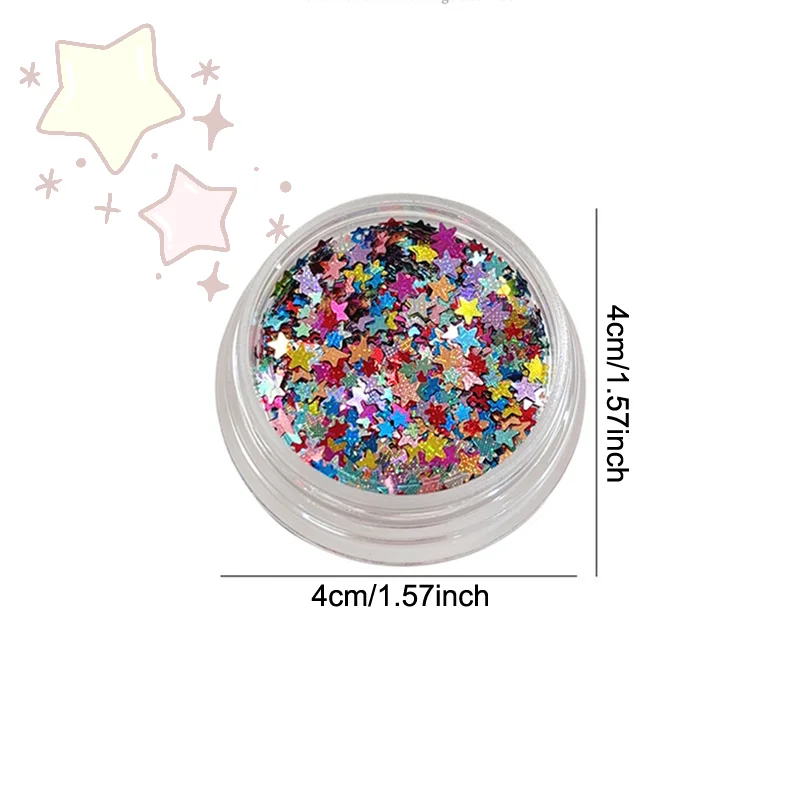 1 caja de lentejuelas brillantes para decoración de uñas, copos de lentejuelas con forma de estrella mixta, accesorios de decoración 3D