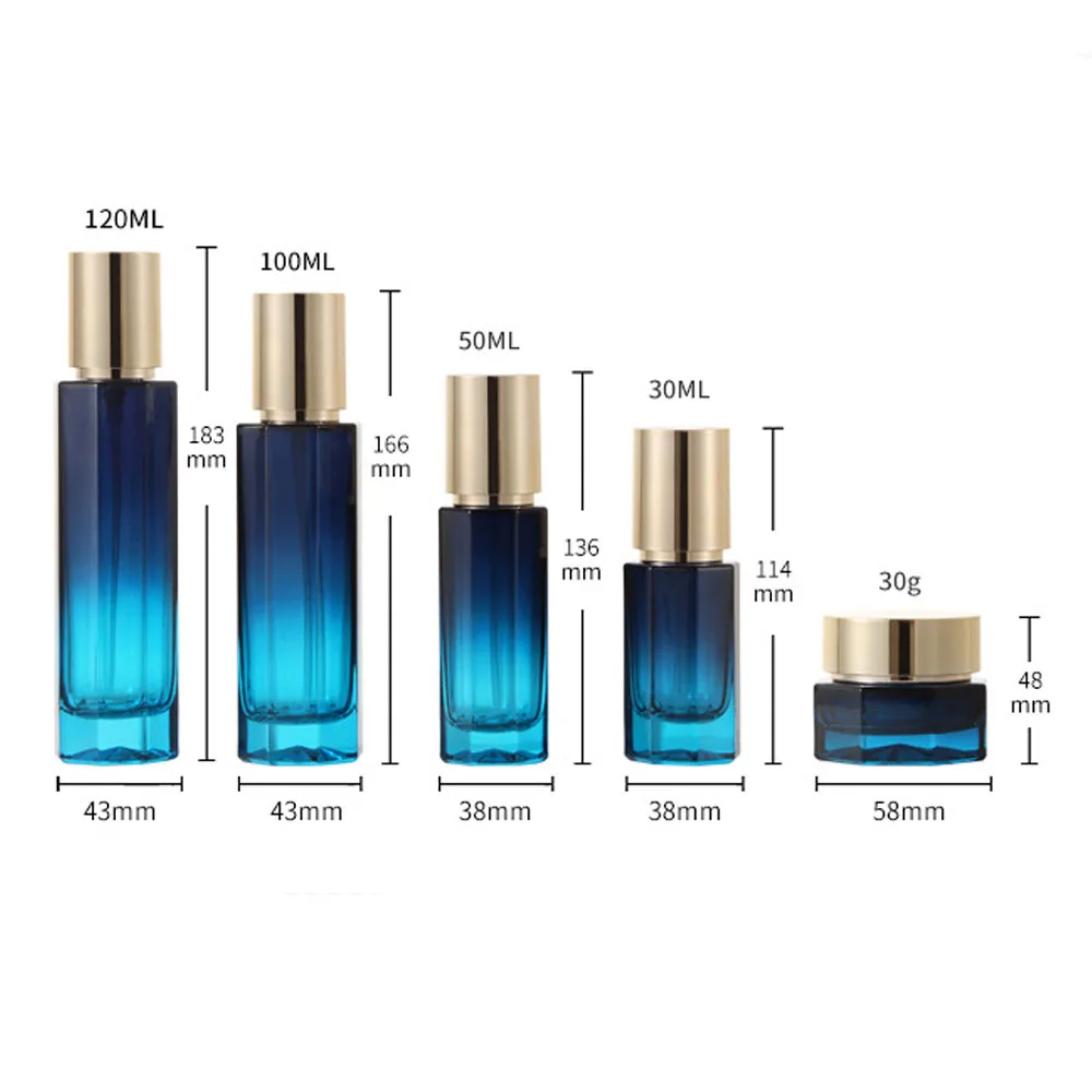6 Stück Hochwertige Parfüm-Sprühflaschen in Blauem Farbverlauf, Reise-Kosmetikflaschen, Nachfüllbare Hautpflege- und Make-up-Aufbewahrung – Detail 1