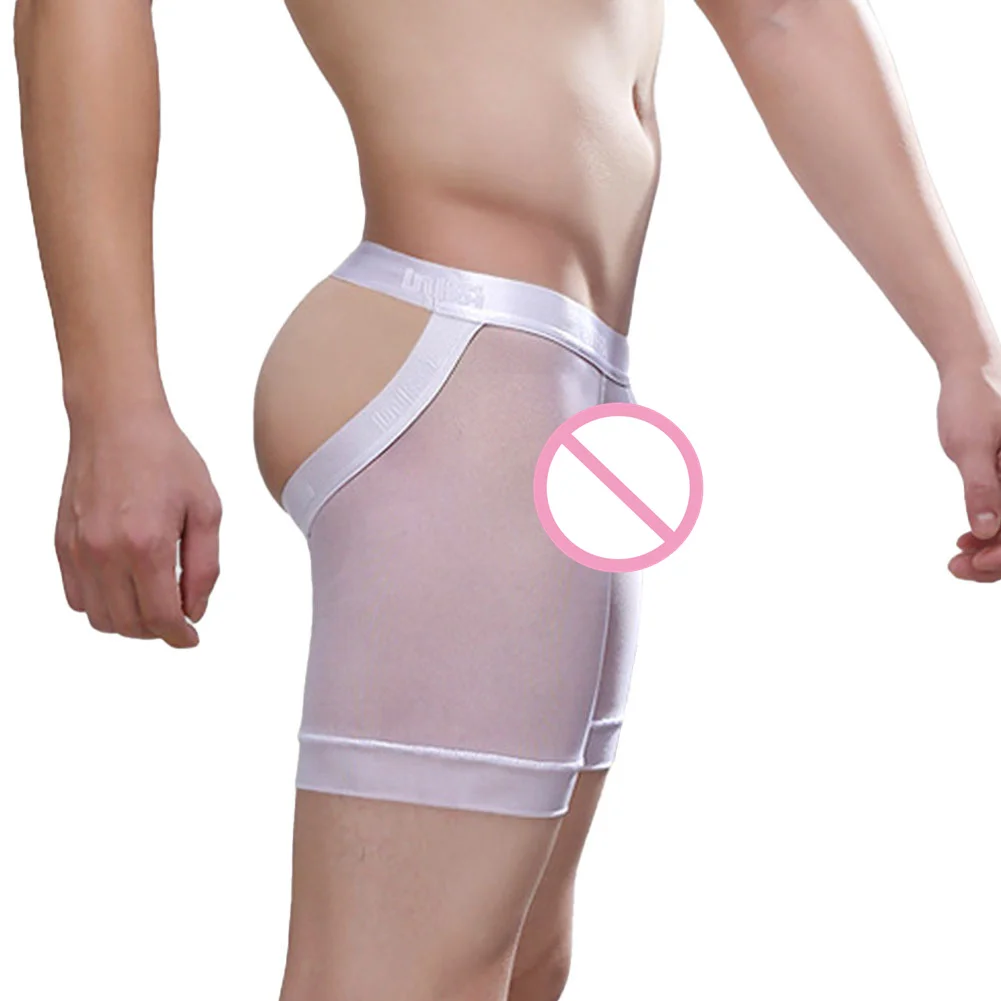 Männer Sissy Unterwäsche rücken frei offener Schritt Ball beutel Stämme transparente niedrige Boxer atmungsaktive Komfort Tanga erotische Höschen