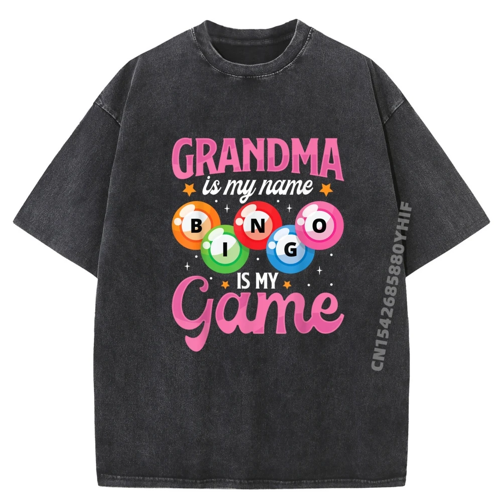 

Мужские футболки «Бабушка — мое имя» с изображением бинго, мужские свободные потертые рубашки, летние футболки с принтом для отдыха