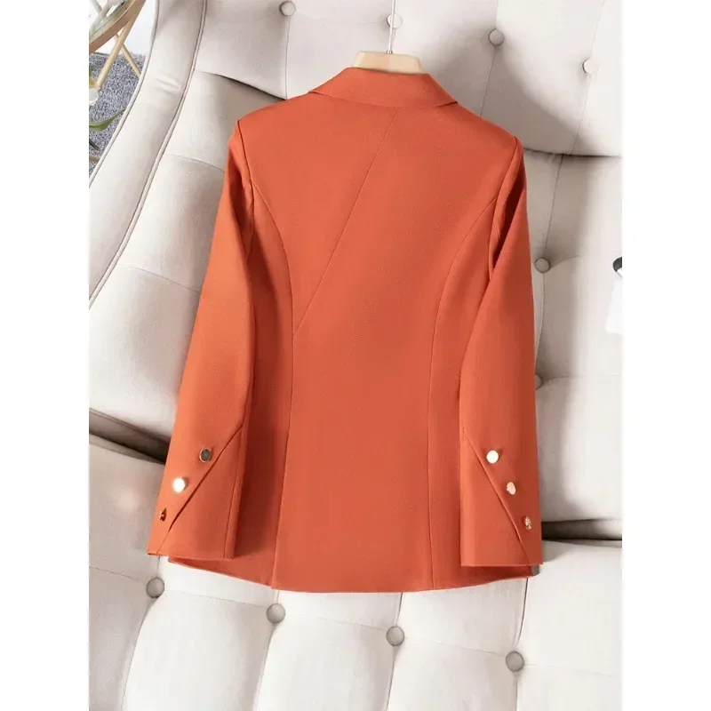 Blazer formel à manches longues pour femmes, vêtements de travail d'affaires, veste pour femmes, orange, noir, mode féminine, dames de bureau, automne, hiver