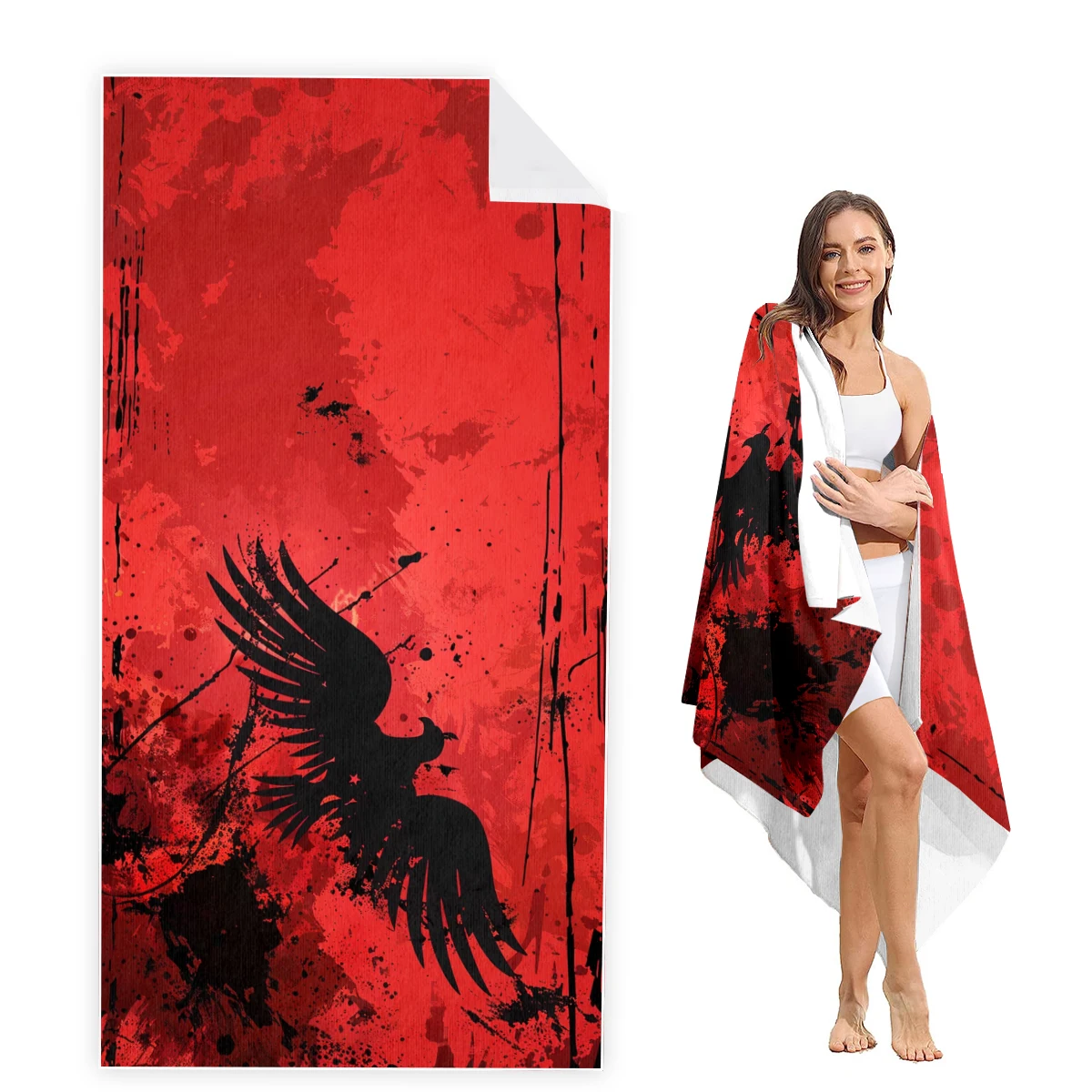 

Albania Flag Beach Towel Oversized, Super Absorbent Sand Free Thick Microfiber Beach Towel,Beach Towels for Kids,Men,Women