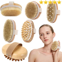 Wood Hand Brush Exfoliating Bath Brush Dry and Wet Bath Brush Air Bag Massager Pig Sideburns Scrub Brush