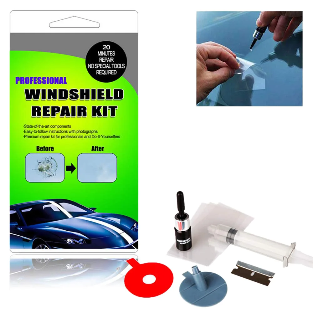 

Windshield Repair Kit Cracked Glass Repair Kit To Fix Auto Glass Windshield Crack Chip Scratch