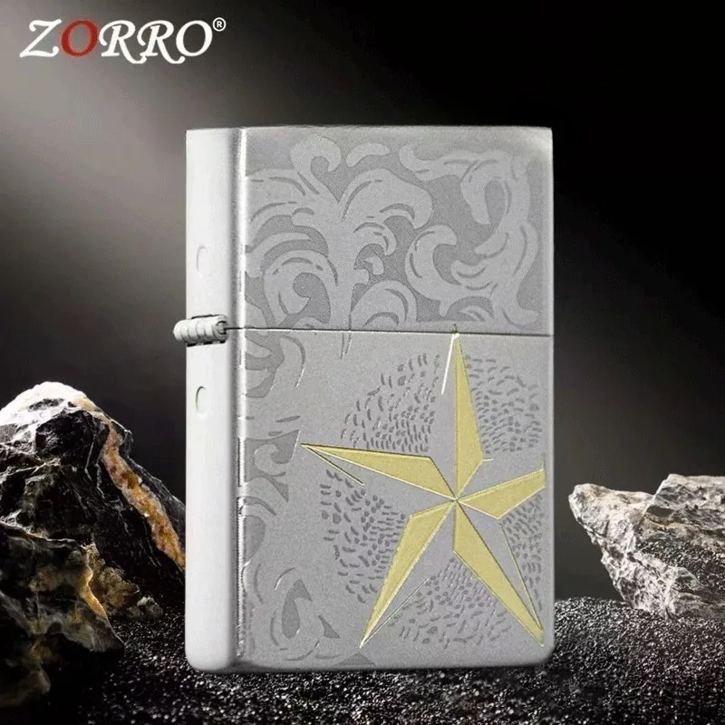 【ZORRO】New Starry Sky Dream Catcher Windproof Kerosine Lighter, Exquisitely Carved Flame Retro Creative Gift for Men