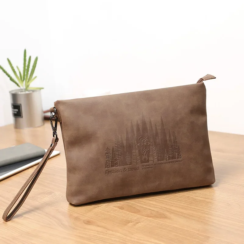 Stylish Clutch Bag for Men Crazy Horse PU Leather Business Clutch Envelope Bag IPAD File Bag