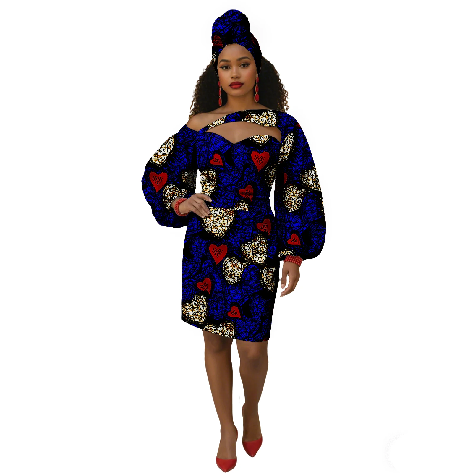 African Turkey Dresses for Women Dashiki Attire Kente Cloth Wax Print  Ankara Dress Gifts Party with Head Scarf