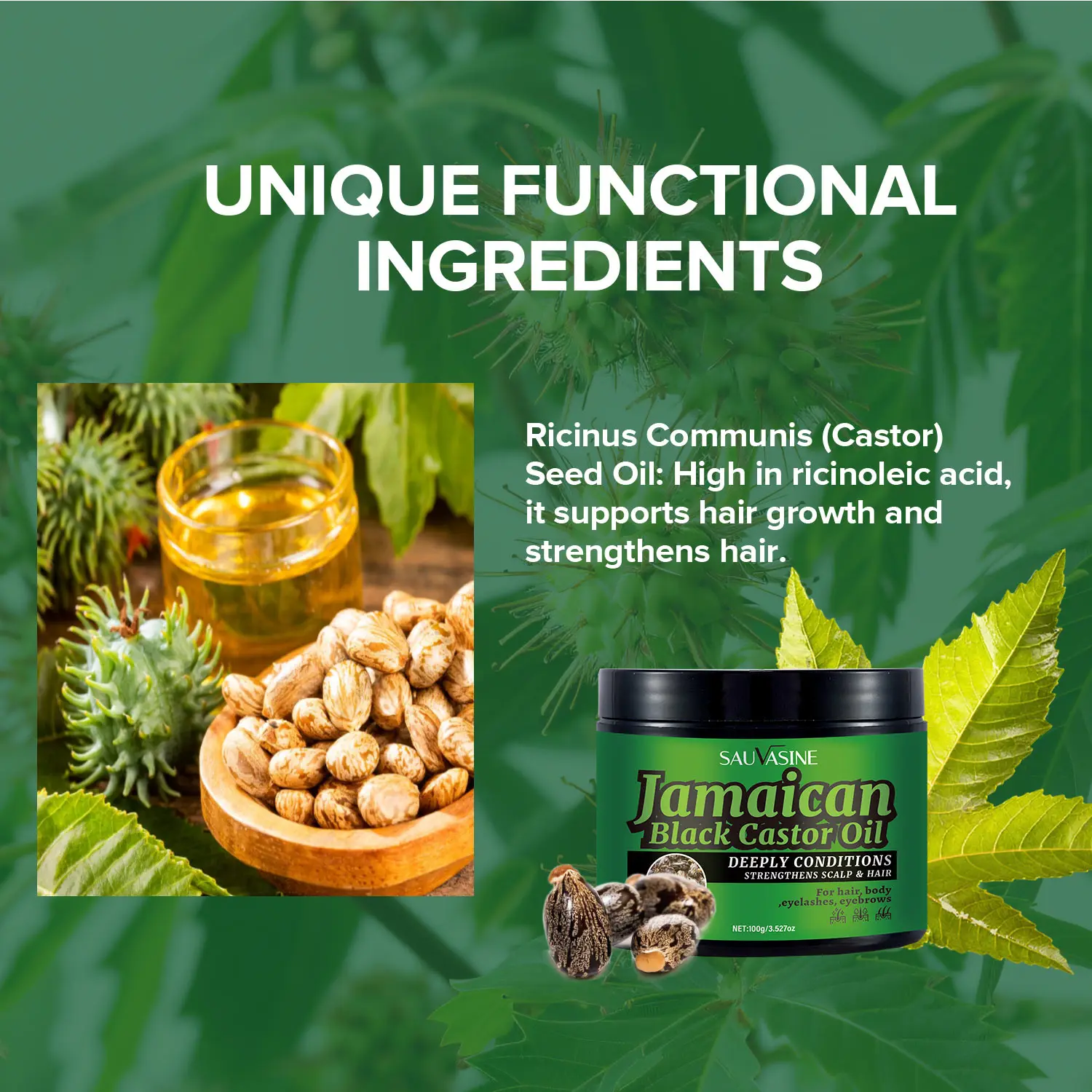 100g JAMAICAN Black Castor Oil for Hair Growth Pure and Organic Hair Growth Oil Eyebrow Nourishment and Skin Hydration