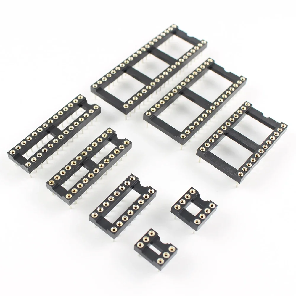 10pcs 2.54mm Pitch 6P 8P 10P 14P 16P 18P 20P 22P 24P 28P 32P 40P DIP Solder Round Hole Narrow Wide IC Socket Adaptor Connector