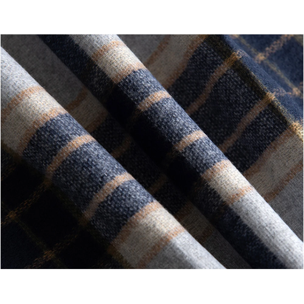 Новый зимний клетчатый шарф с принтом, шарф из искусственной шерсти с бахромой, модный милый шарф на плечо, толстый теплый шарф средней длины