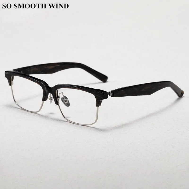 男性と女性のためのレトロな正方形の光学メガネ手作り大きな眼鏡フレーム