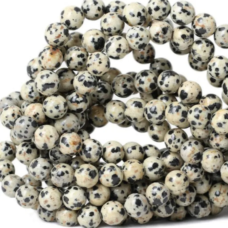 Dalmatian Jasper Loose Beads Natural Gemstone Smooth Round for Jewelry Making