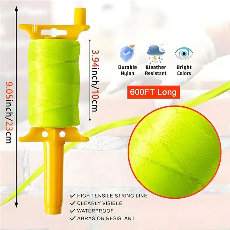 ABXF-Length Nylon Twine 600 Ft, Mason Line With Handle, Reloadable Line Reel 18 Braided Nylon String For Gardening