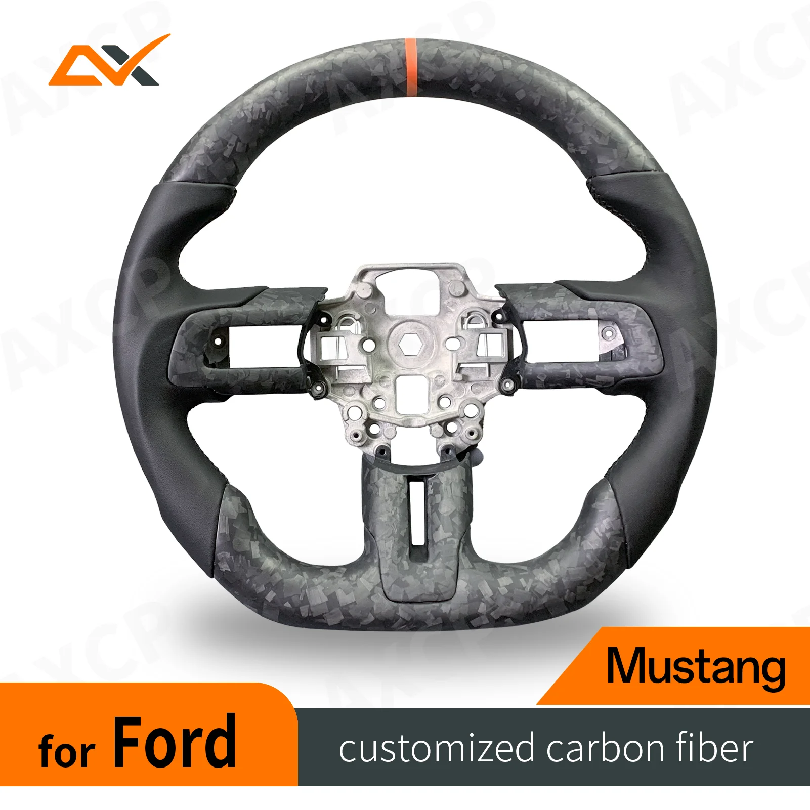 

For Ford Mustang GT Shelby 2015-2022 Customized Forged Carbon Fiber Perforated Leather Steering Wheel