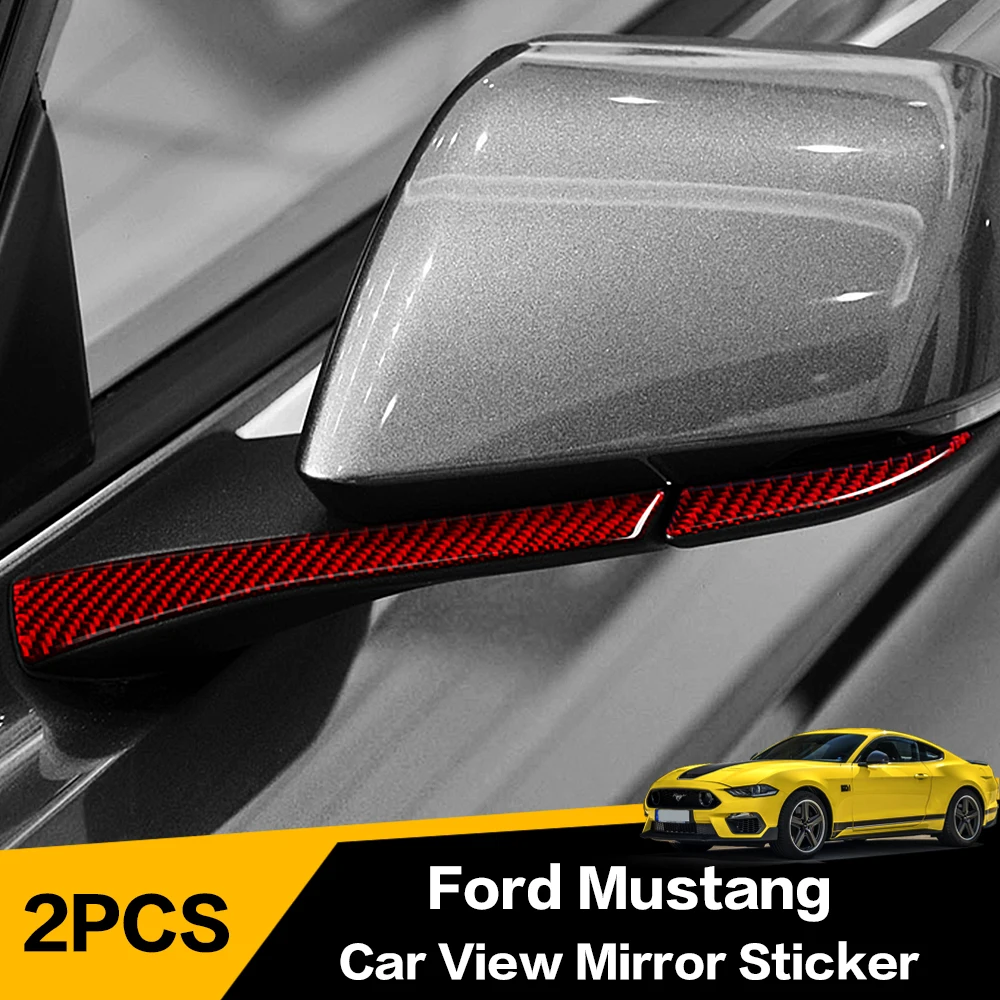 

4 Pcs Carbon Fiber Cover Car Rearview Mirror Decorative Stickers Frame For Ford Mustang 2015 2016 2017 2018 2019 2020 2021 2022
