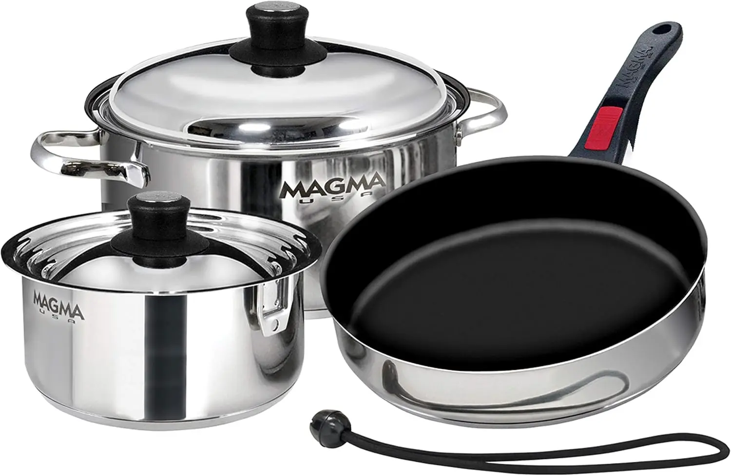 Products, A10-363-2-IND, Gourmet Nesting 7-Piece Stainless Steel Induction Cookware Set with Ceramica Non-Stick, silver