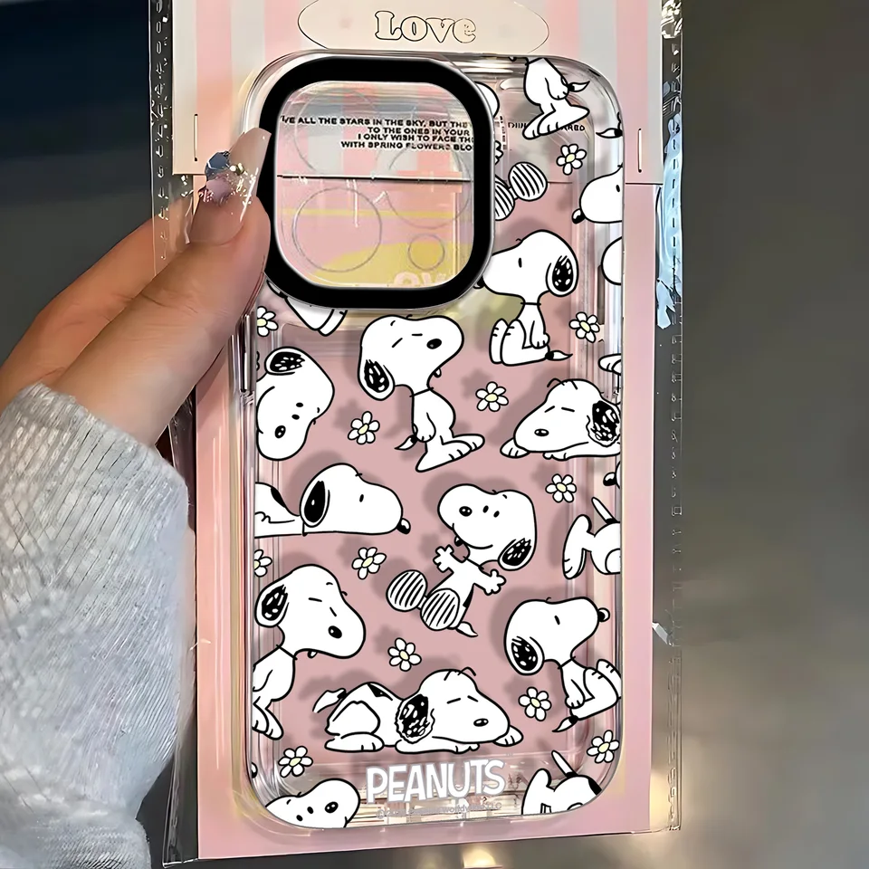 Funda transparente anime S-Snoopys para iPhone 17e 17 16 16e 15 14 13 12 11 Mini Pro Max X XR XSMax Air Plus 3