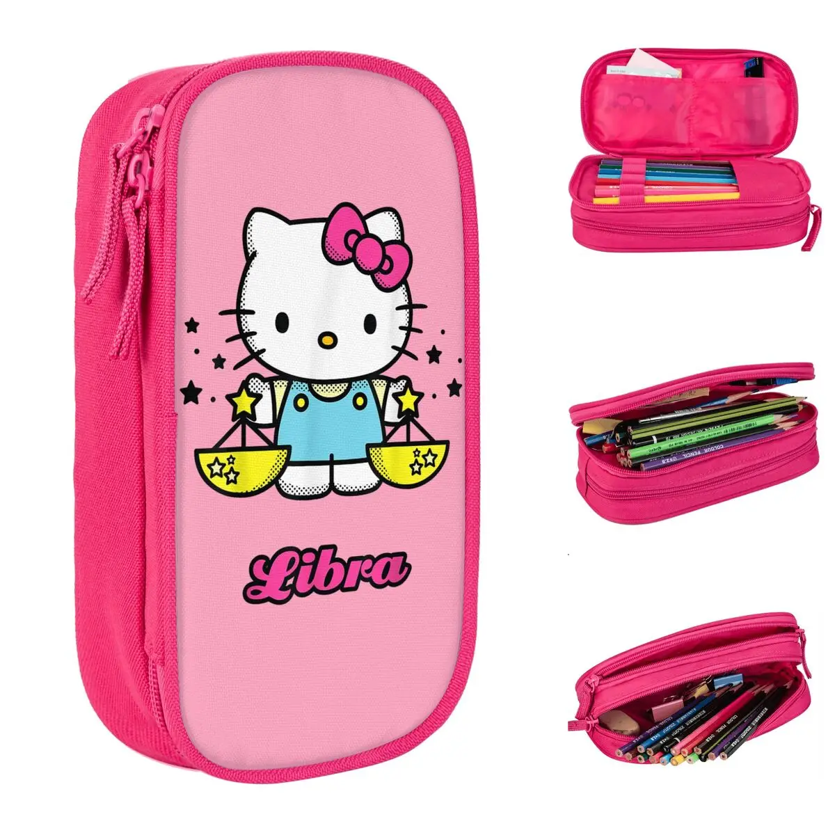 

Hello Kitty Zodiac Libra Pencil Case New Pen Holder Bag Student Large Storage Office Gift Pencilcases