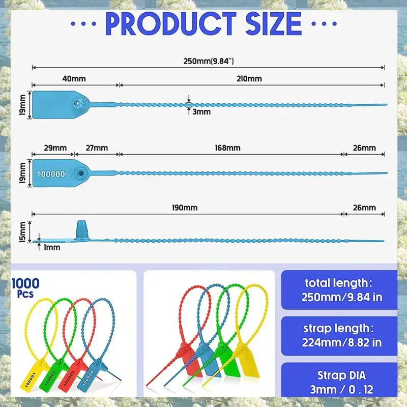 New-1000 Pcs Plastic Tamper Seals Fire Extinguisher Tags Security Tags Seals Safety Numbered Zip Ties Labels