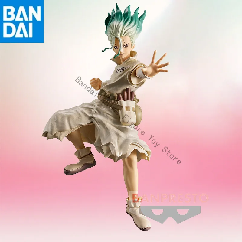 

in stock Original Genuine BANDAI NAMCO BANPRESTO Dr.STONE FIGURE of STONE WORLD Ishigami Senku PVC 15cm Figure model toy gift