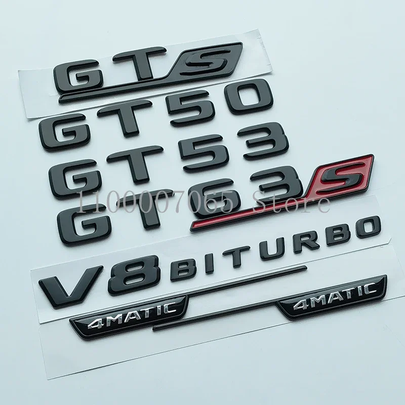 2017 матовые черные буквы GT GT50 GT53 GT63S GTR GTS GTC V8 Biturbo 4matic + эмблема для Mercedes Benz AMG наклейка на боковой багажник автомобиля