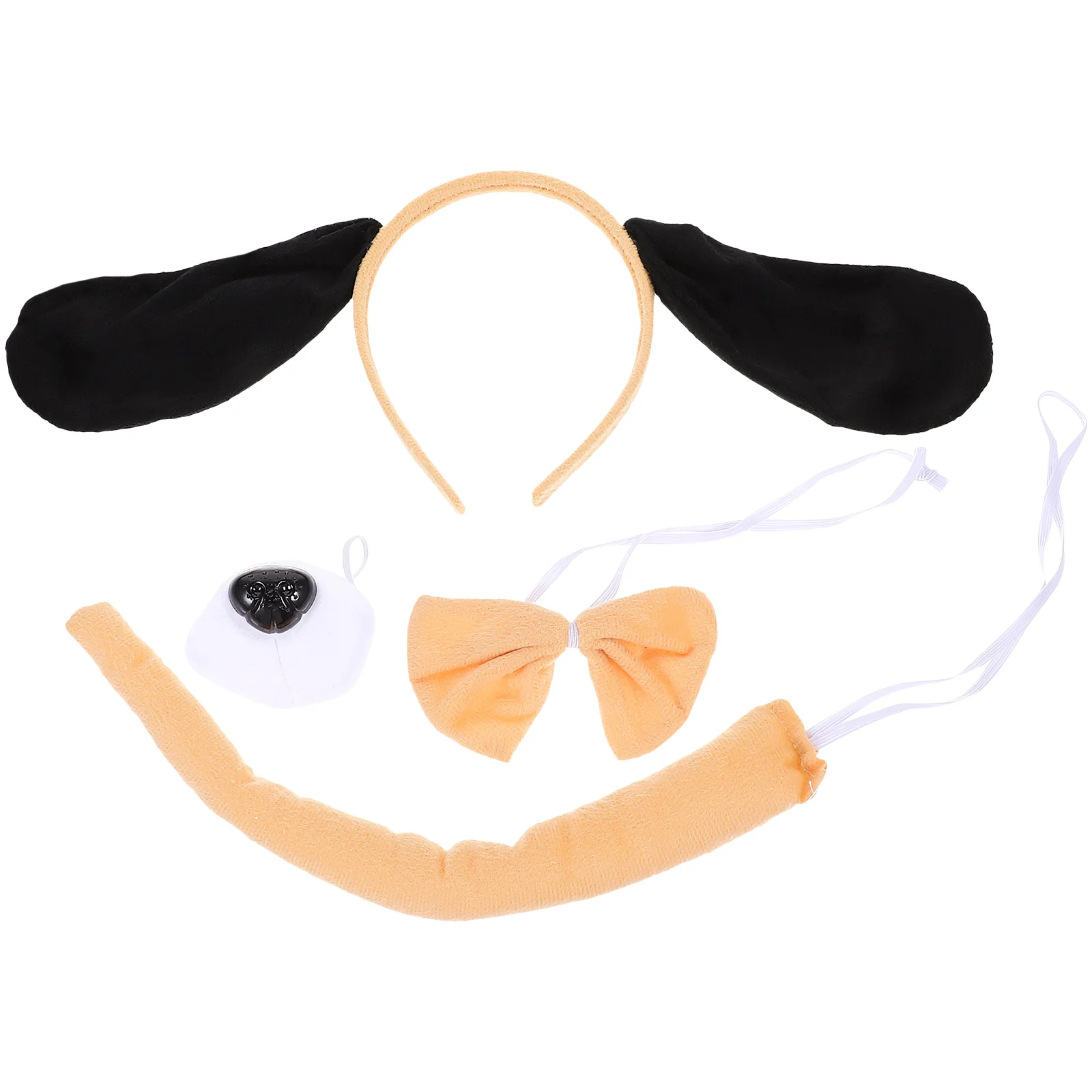 Set di fasce per orecchie di cane con coda, naso, papillon, tessuto, accessori per costumi di Halloween, servizio fotografico per feste, capelli per orecchie di cucciolo