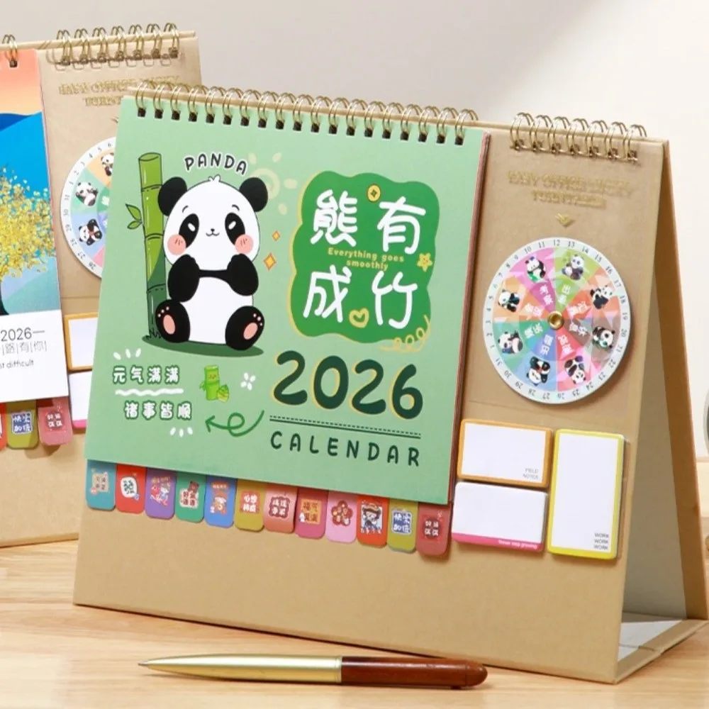 

Chinese New Year Style 2026 Desk Calendar Month Date Display Coil Binding Monthly Planner Cartoon Pony Horse/Panda/Elk