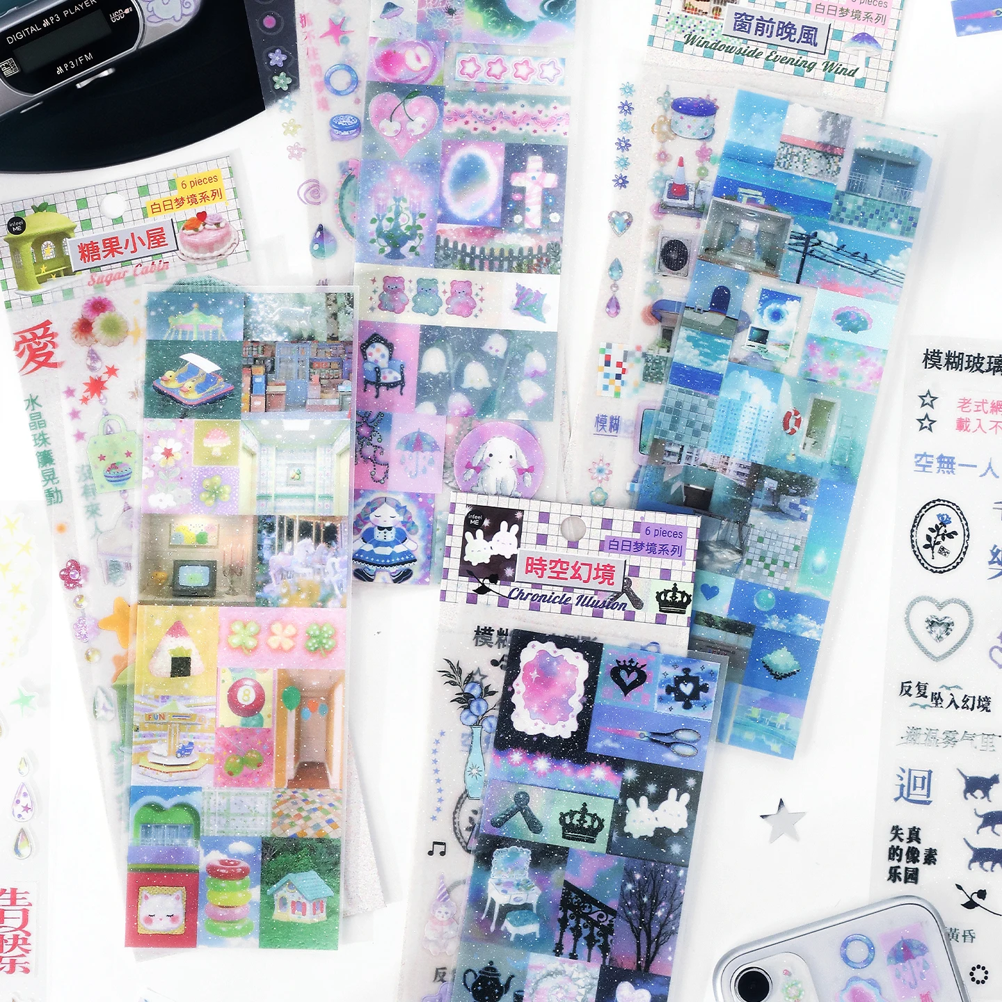 MINKYS 6 Sheets/Pack Decorative Sticker Book DIY Journal Scrapbooking Collage Craft Supplies School Stationery