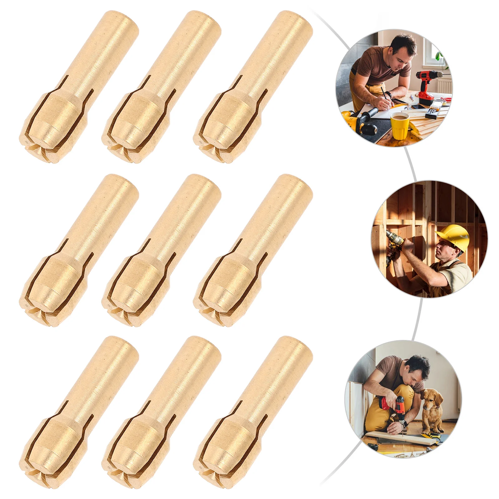 

10pcs Electric Drill Chuck Collet Set Brass Precision Grinding Tool Holder Rotary Micro Mini Keyless Replacement Parts
