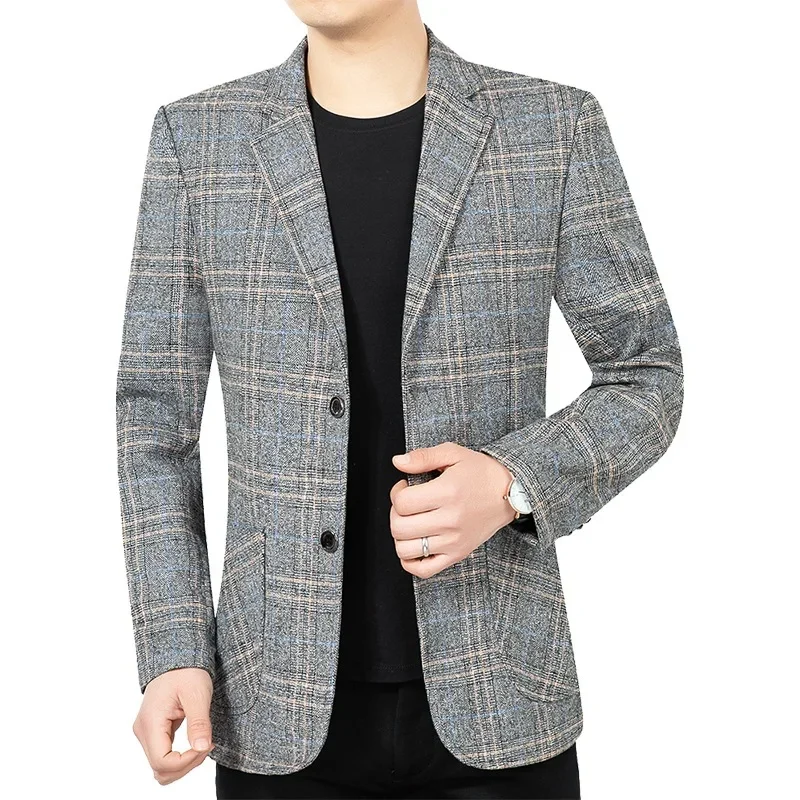 New Spring Autumn Men Plaid Business Blazers Jackets Casual Suits Coats High Quality Male Slim Blazers Jackets Coats Size 4XL