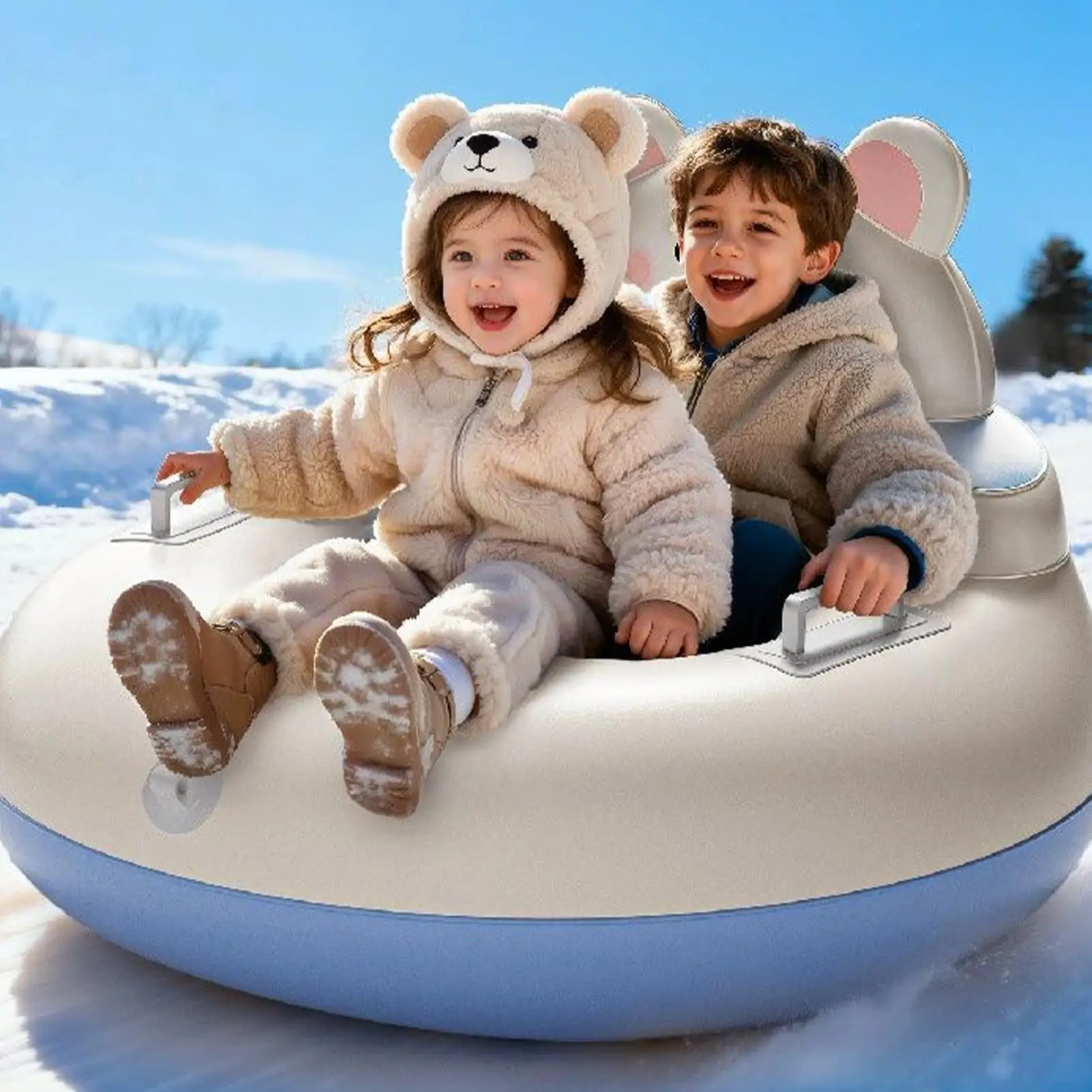 أنابيب الثلج للأطفال الشتاء نفخ لعبة التزلج مع مقابض تفجير زلاجات الثلج لحديقة الفناء الخلفي بارك ملعب الحديقة #3