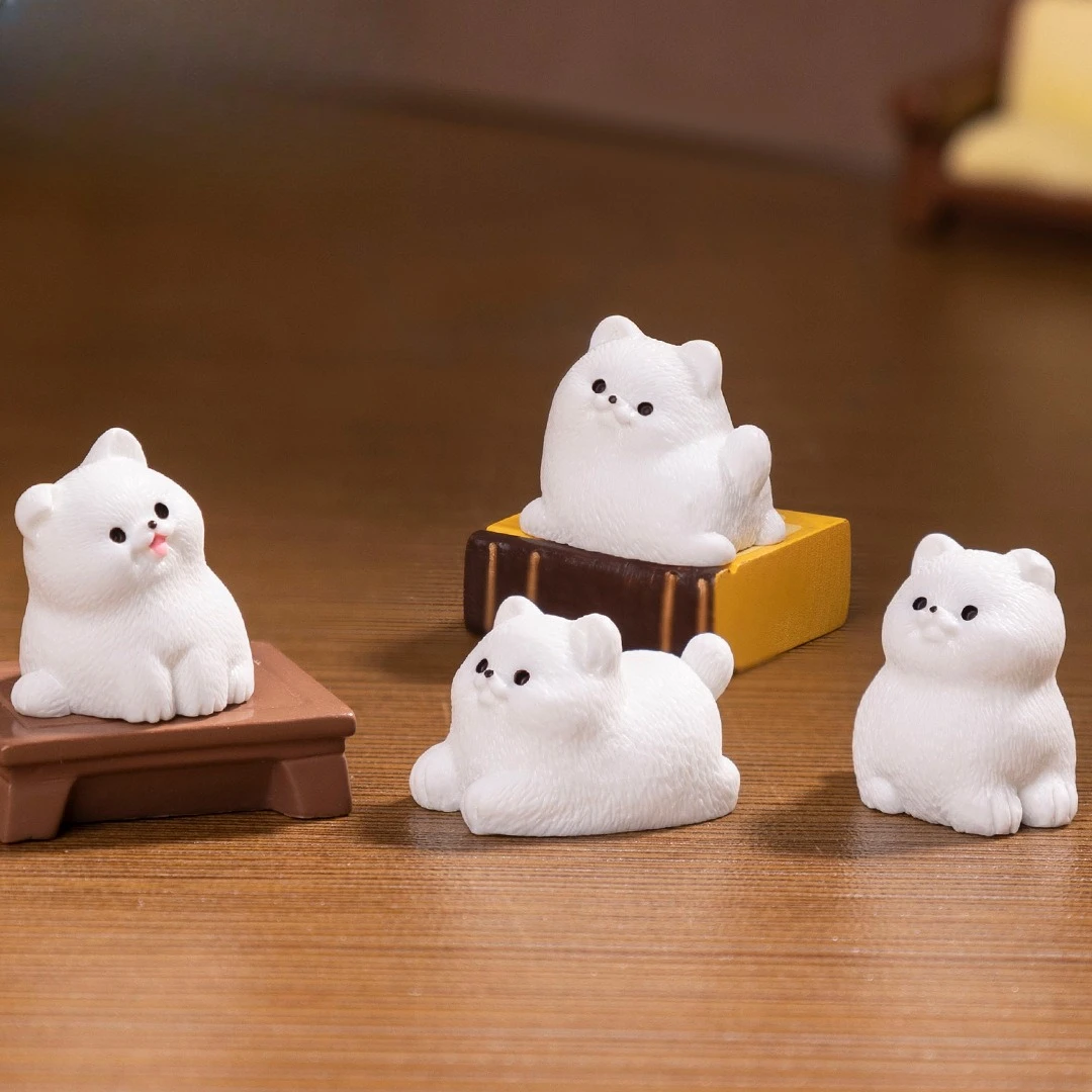 

Micro Landscape Creative Cartoon Cute Little White Dog Figurine DIY Decorative Accessory Tabletop Car Small Ornament