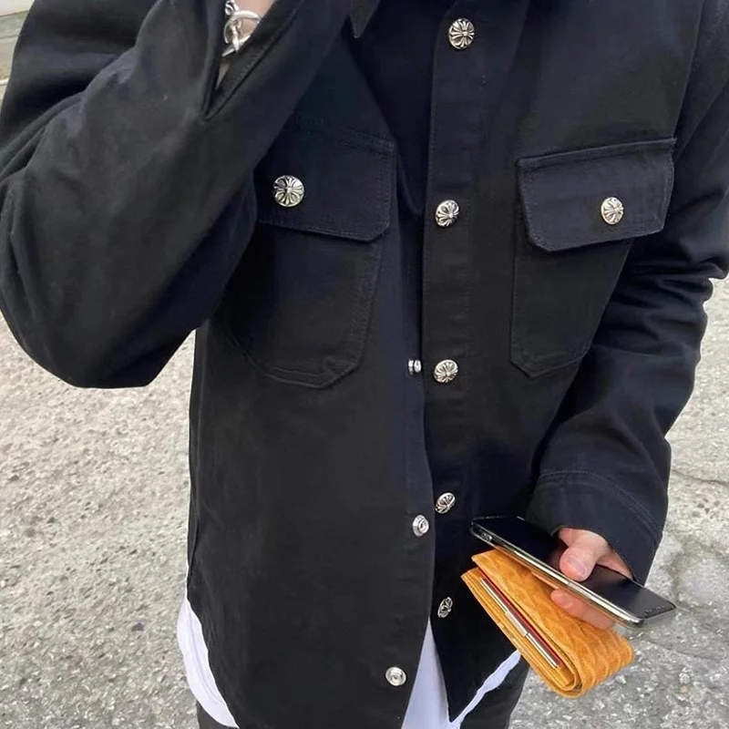 

Faionable Workwear Jaet Men's Loose Casual Long Sve Collared Outerwear Cotton 00% Youth Urban Sle Autumn irt