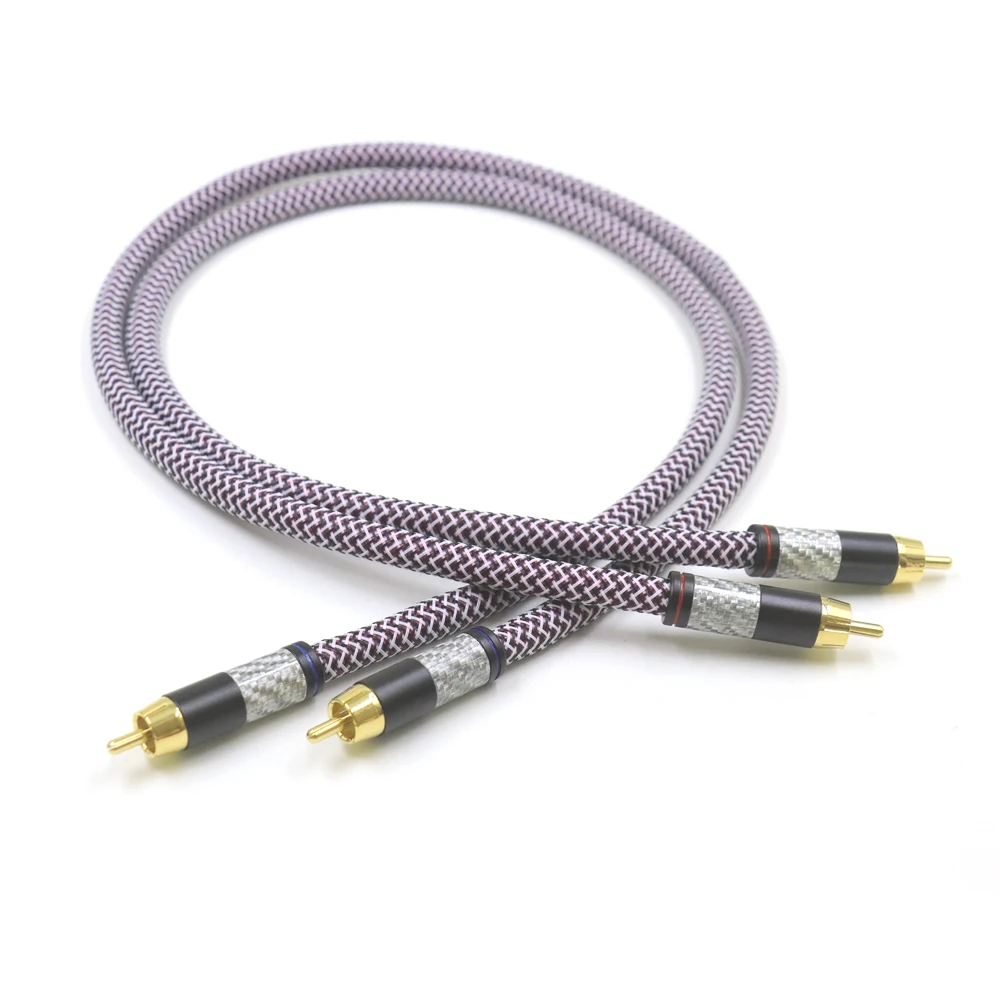 XLO HTP1用Hifiオーディオケーブル,金メッキカーボンファイバーのペア,2rcaケーブル,6n ofhc,ダブルrca信号線,rcaケーブル